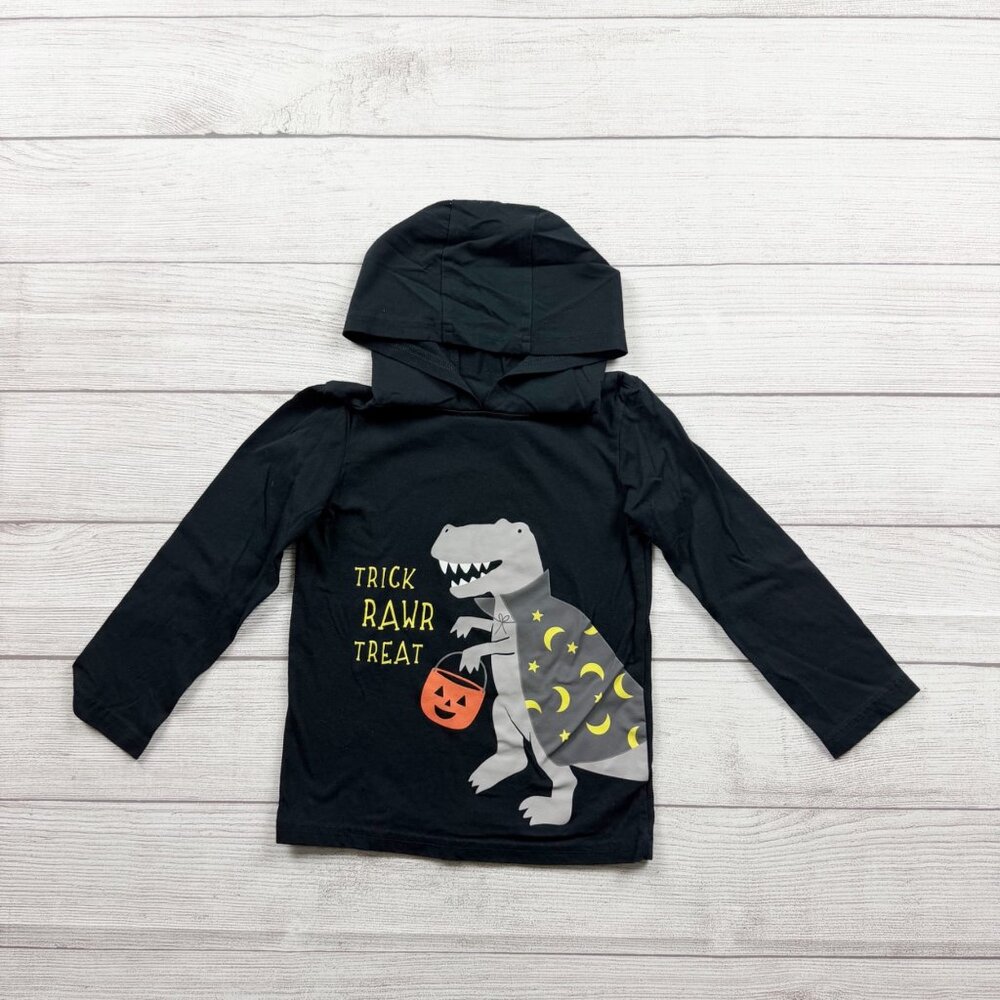 Carter's Kids Halloween Hoodie Shirt Dinosaur "Trick Rawr Treat" Long Sleeve 4T